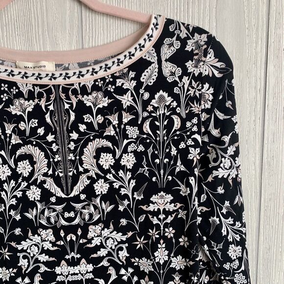 Max Studio Black Pink Print Dress Size XS NWT - Picture 3 of 4